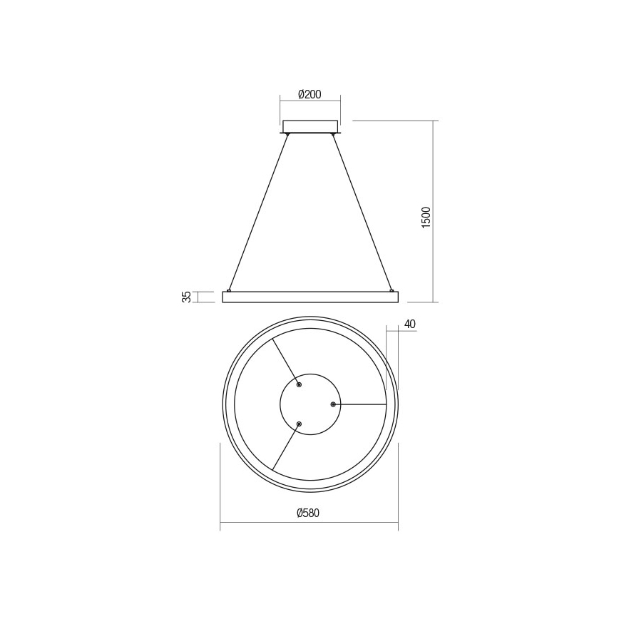 Redo 01-2672 - himmennettävä LED-riippuvalaisin vaijerilla ICONIC LED/50W/230V, halkaisija 58 cm, valkoinen