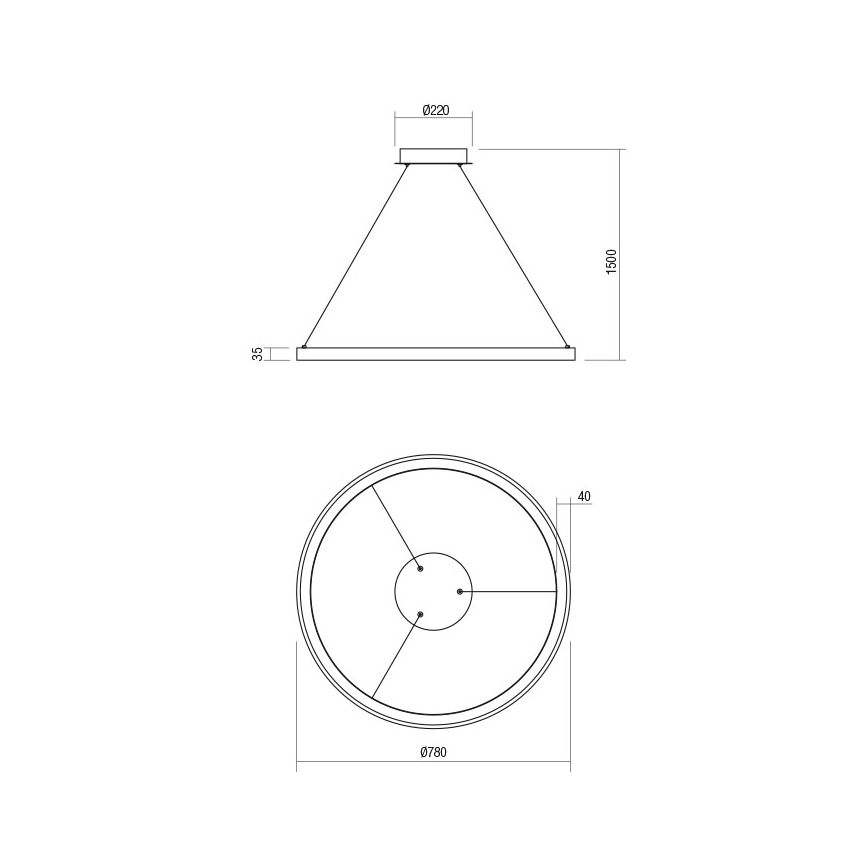 Redo 01-2675 - ICONIC himmennettävä LED-riippuvalaisin kaapelilla, LED/60W/230V, halkaisija 78 cm, valkoinen