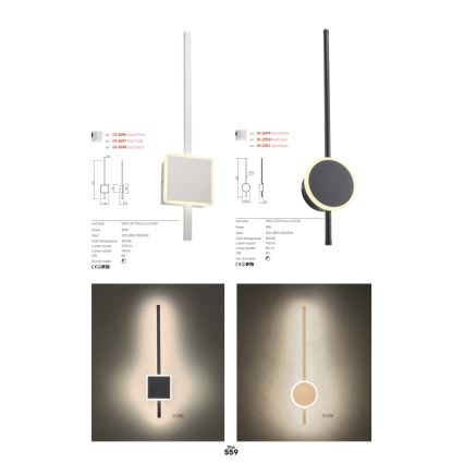 Redo 01-2697 - LED-seinävalaisin DIAZ LED/20W/230V CRI 90 kultainen
