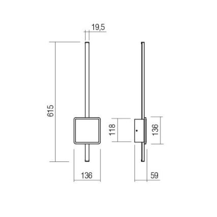 Redo 01-2697 - LED-seinävalaisin DIAZ LED/20W/230V CRI 90 kultainen