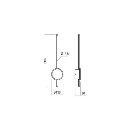 Redo 01-2701 - LED-seinävalaisin DIAZ LED/18W/230V CRI 90 musta