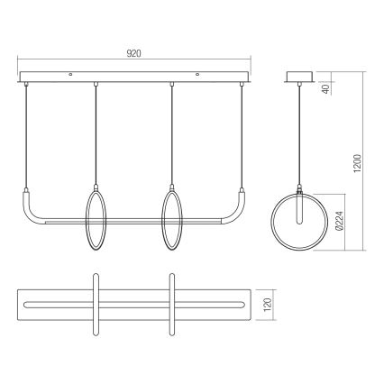 Redo 01-2705 - LED-riippuvalaisin vaijerilla OLIMP LED/40W/230V 3000/4000/6500K musta