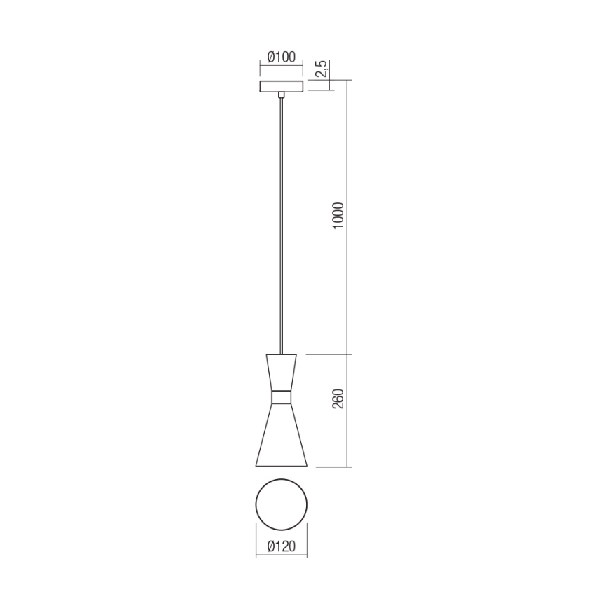 Redo 01-2711 - Kattokruunu johdossa KILT 1xE27/42W/230V halkaisija 12 cm musta