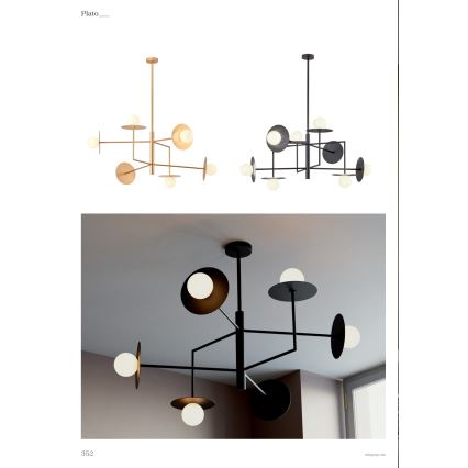 Redo 01-2733 - Riippukattokruunu PLATO 6xG9/10W/230V kulta