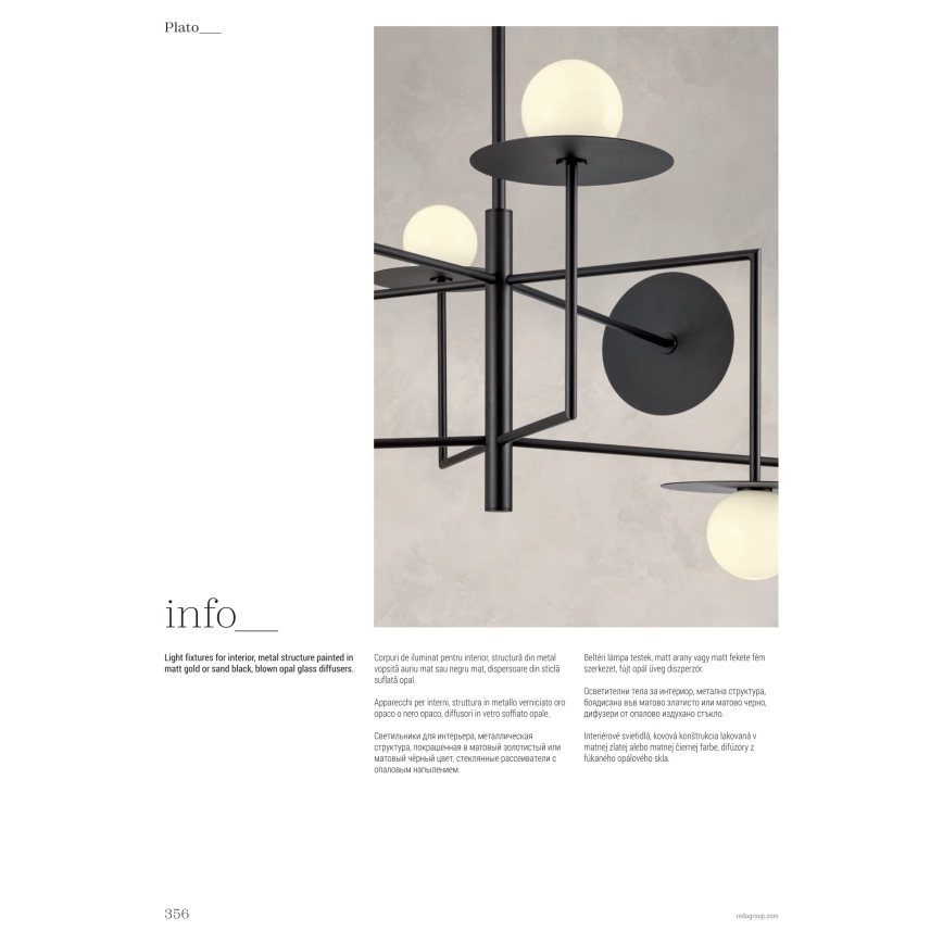 Redo 01-2733 - Riippukattokruunu PLATO 6xG9/10W/230V kulta