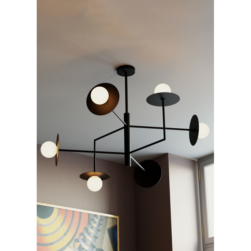 Redo 01-2734 - Riippukattokruunu PLATO 6xG9/10W/230V musta