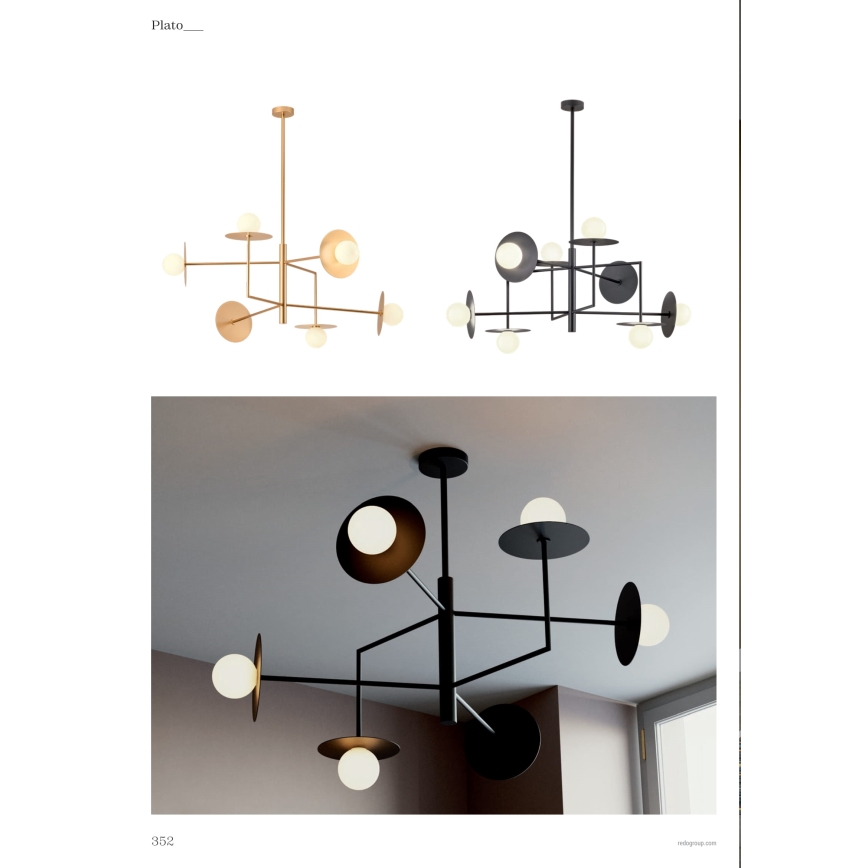 Redo 01-2734 - Riippukattokruunu PLATO 6xG9/10W/230V musta