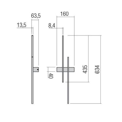 Redo 01-2747 - LED-seinävalaisin TANGENT LED/13W/230V 3000K 63,4 cm CRI 90 musta