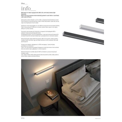 Redo 01-2764 - LED-seinävalaisin PLOT LED/31W/230V 90 cm valkoinen