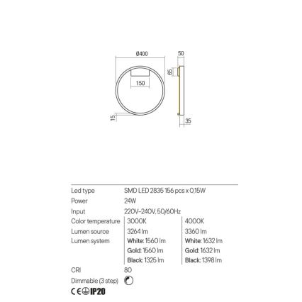 Redo 01-2819 - LED-himmennettävä seinävalaisin FEBE LED/24W/230V musta