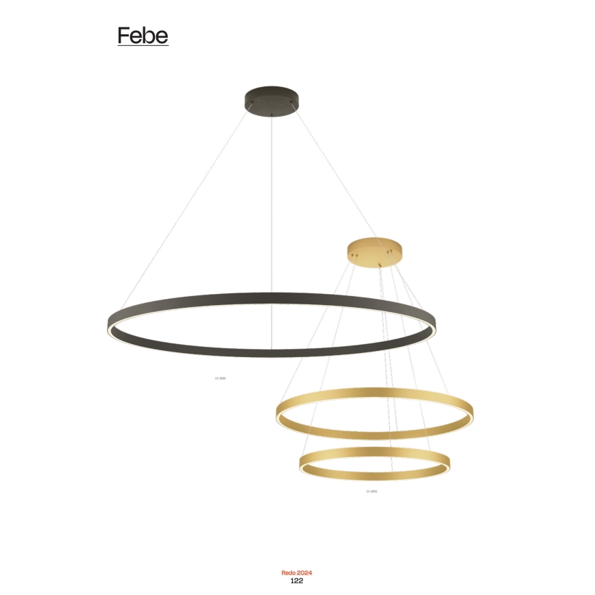 Redo 01-2865 - LED-himmennettävä riippuvalaisin kaapelilla FEBE LED/37W/230V kultainen