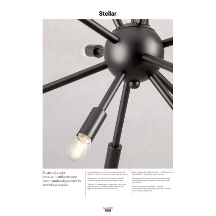 Redo 01-2935 - Kaapelilla roikkuva kattokruunu STELLAR 18xE14/25W/230V kultainen