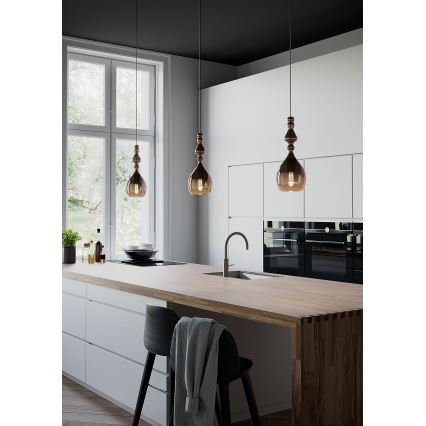 Redo 01-2939 - Riippuvalaisin kaapelilla AMBIX 1xE27/42W/230V, halkaisija 18 cm, ruskea