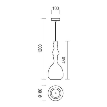 Redo 01-2939 - Riippuvalaisin kaapelilla AMBIX 1xE27/42W/230V, halkaisija 18 cm, ruskea