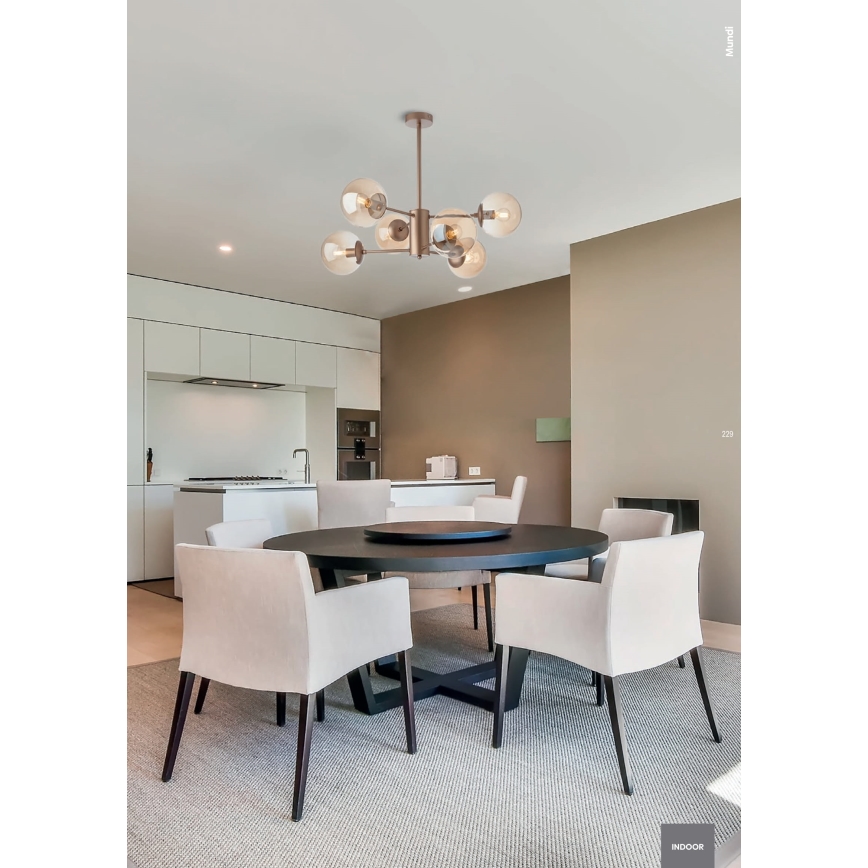 Redo 01-2943 - Kattovalaisin varrella MUNDI 6xE14/28W/230V kupari/savunvärinen