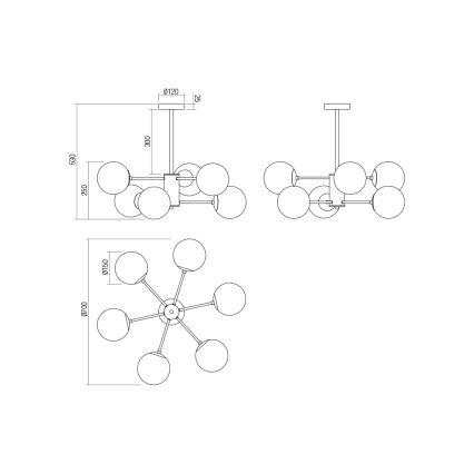Redo 01-2943 - Kattovalaisin varrella MUNDI 6xE14/28W/230V kupari/savunvärinen