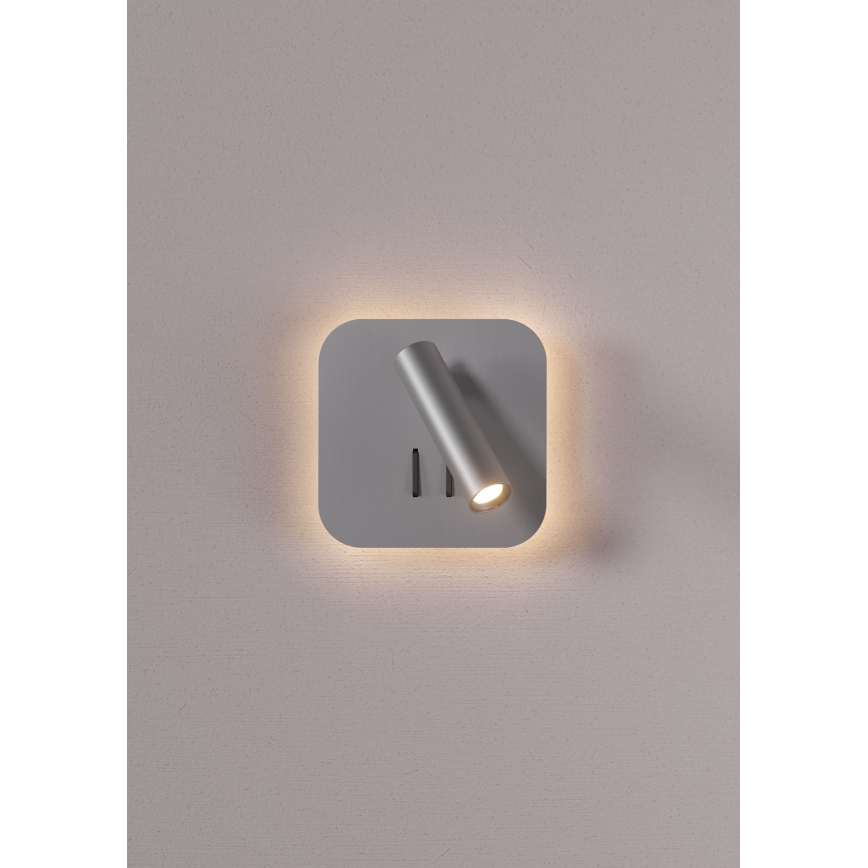 Redo 01-2978 - LED-seinävalaisin QUDA LED/6W/230V + LED/3W 3000K CRI 90 mattakromi