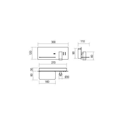 Redo 01-2985 - LED-seinävalaisin BROOK LED/8W/230V + LED/3W USB CRI 90 musta vasen