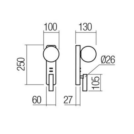 Redo 01-2992 - LED-seinävalaisin OASIS LED/3W/230V + 1xG9/10W USB CRI 90 pronssinvärinen