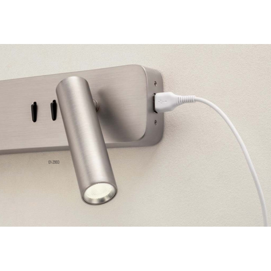 Redo 01-2993 - OASIS LED-seinävalaisin 3W/230V + 1x G9/10W, USB, CRI 90, kiiltävä kromi