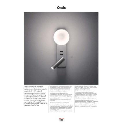 Redo 01-2994 - OASIS LED-seinävalaisin LED/3W/230V + 1xG9/10W USB CRI 90 musta