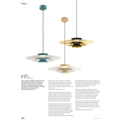 Redo 01-3003 - FARGO LED-riippuvalaisin vaijerilla LED/16,5W/230V CRI 90 Ø 50 cm beige/valkoinen