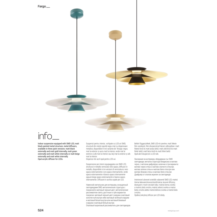 Redo 01-3003 - FARGO LED-riippuvalaisin vaijerilla LED/16,5W/230V CRI 90 Ø 50 cm beige/valkoinen