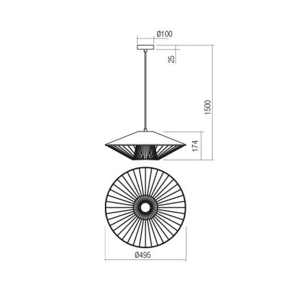 Redo 01-3009 - GRILL-riippuvalaisin vaijerilla 1xE27/42W/230V Ø 49,5 cm musta/ruskea