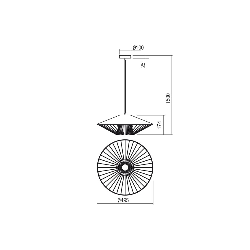 Redo 01-3010 - Ripustettava valaisin GRILL 1xE27/42W/230V, halkaisija 49,5 cm, musta/turkoosi