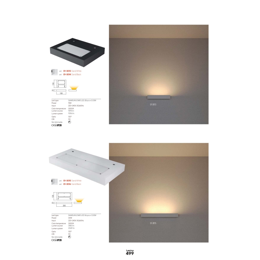 Redo 01-3016 - LED-seinävalaisin LAMINA 2xLED/15W/230V CRI 90 musta