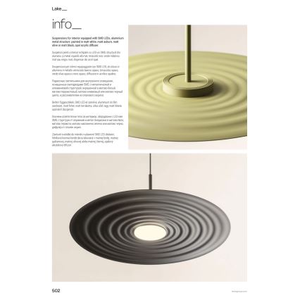 Redo 01-3045 - LAKE LED -riippuvalaisin vaijerilla, 13 W / 230 V, CRI 90, halkaisija 50 cm, oranssi