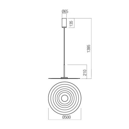 Redo 01-3047 - LED-riippuvalaisin vaijerilla LAKE LED/13W/230V CRI 90, halkaisija 50 cm, musta
