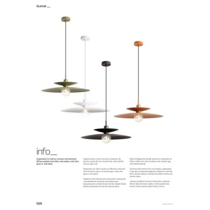Redo 01-3049 - riippuvalaisin GUNNAR johdolla, 1xE27/42W/230V, halkaisija 50 cm, oranssi