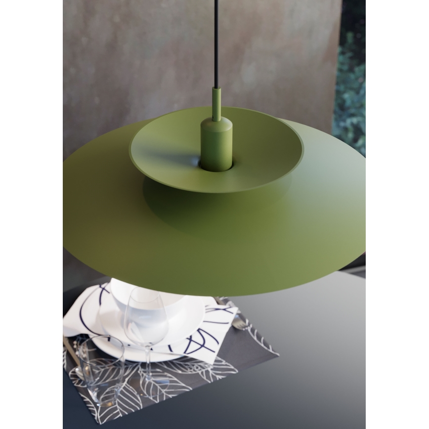 Redo 01-3050 - GUNNAR-riippuvalaisin vaijerikiinnityksellä 1xE27/42W/230V, halkaisija 50 cm, vihreä