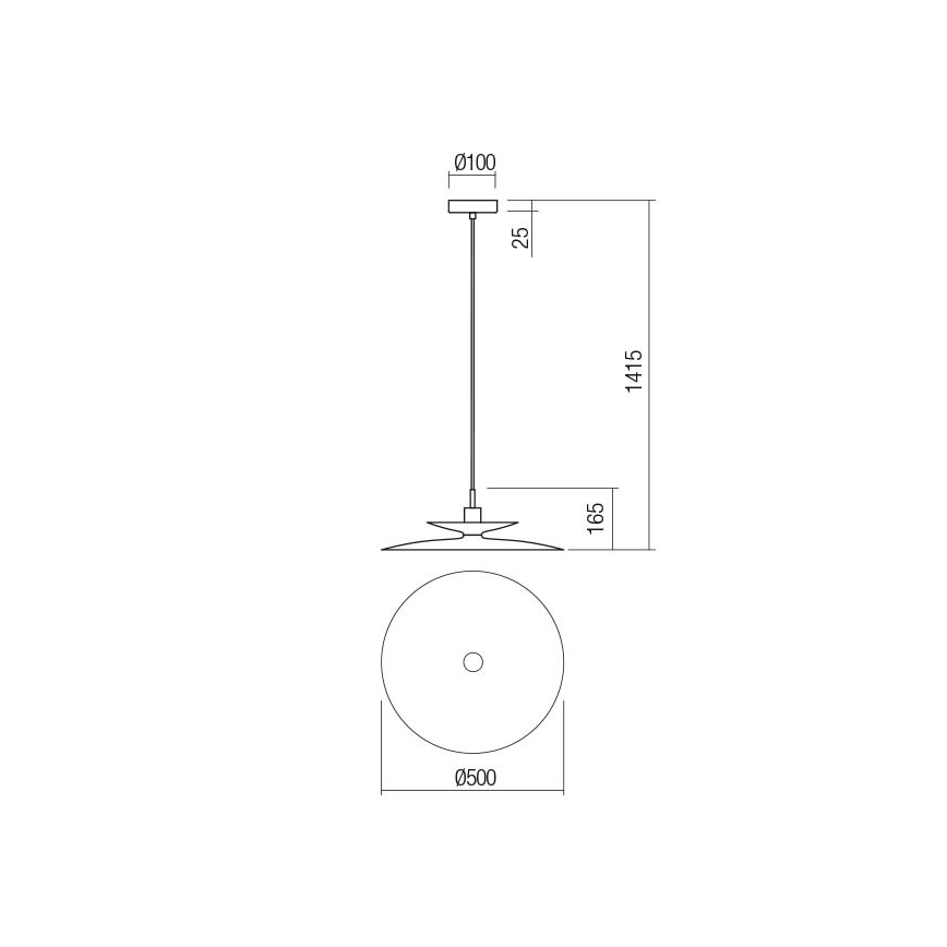Redo 01-3051 - Riippuvalaisin kaapelilla GUNNAR 1xE27/42W/230V, halkaisija 50 cm, musta