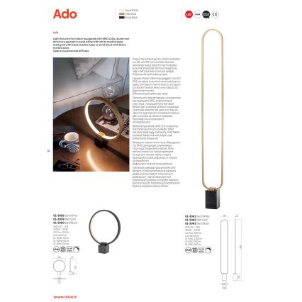 Redo 01-3062 - Himmennettävä LED-lattiavalaisin ADO LED/24W/230V kulta