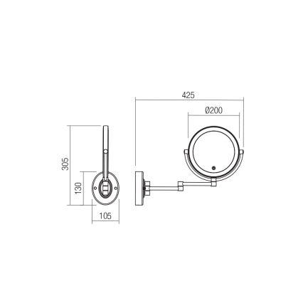 Redo 01-3087 - LED Himmennettävä kosketus meikkipeili SELFIE LED/7W/230V 3000/4000/6000K valkoinen