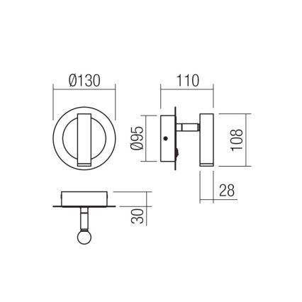 Redo 01-3090 - LED-seinävalaisin CLOSER LED/6W/230V musta