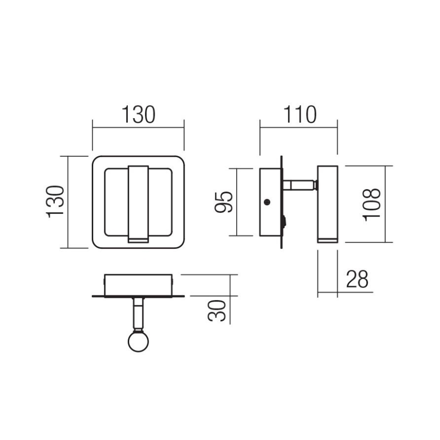 Redo 01-3092 - LED-seinävalaisin CLOSER LED/6W/230V musta