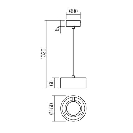 Redo 01-3099 - LED-kattokruunu johdossa PUNKT LED/6W/230V halkaisija 15 cm valkoinen