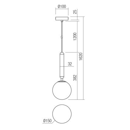 Redo 01-3131 - Kattokruunu johdossa HAIKU 1xE14/28W/230V halkaisija 15 cm musta