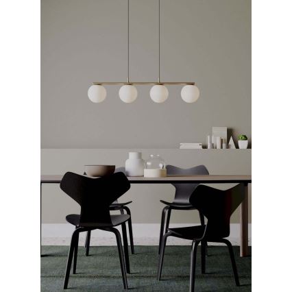 Redo 01-3155 - Kattokruunu johdossa BOWLING 4xE27/42W/230V kulta