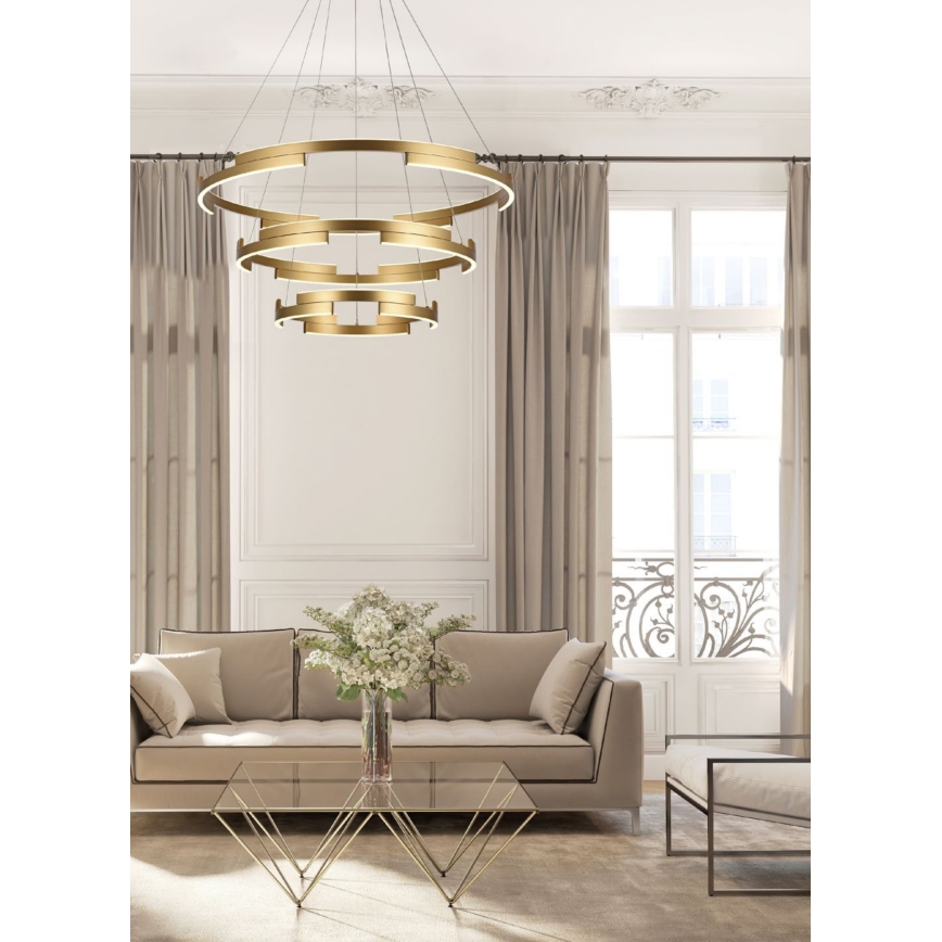 Redo 01-3181 - Himmennettävä LED-kattokruunu johdossa CASTLE LED/80W/230V kulta