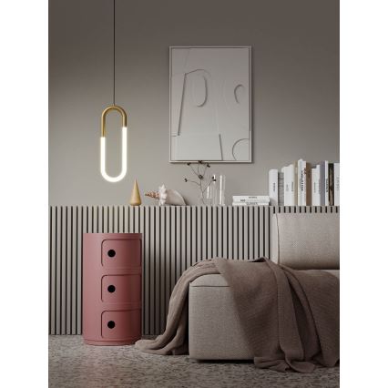 Redo 01-3183 - Himmennettävä LED-kattokruunu johdossa LATIUM LED/9W/230V messinki