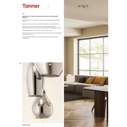 Redo 01-3193 - Kattokruunu johdossa TANNER 3xE14/28W/230V