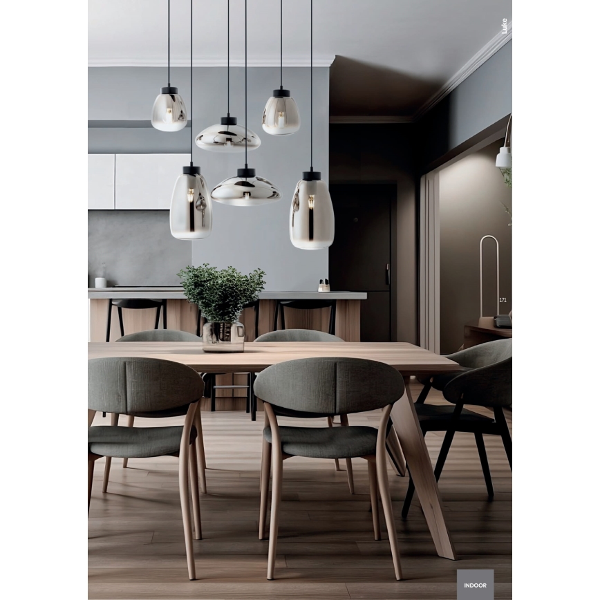 Redo 01-3196 - Kattokruunu johdossa LUKE 1xE27/42W/230V halkaisija 17 cm musta