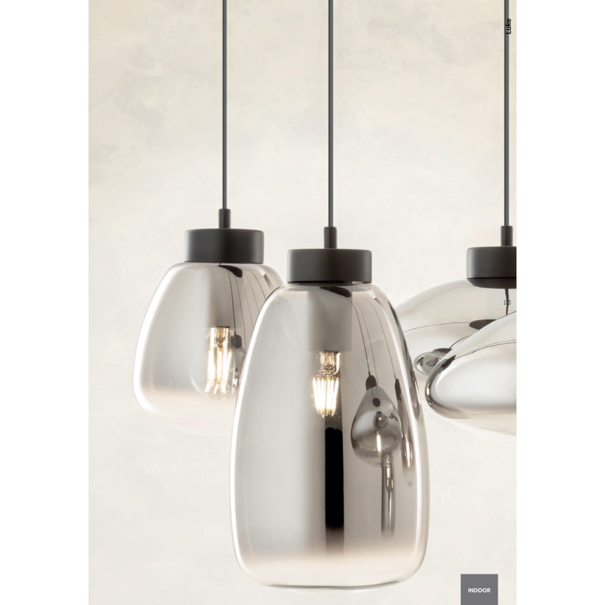 Redo 01-3196 - Kattokruunu johdossa LUKE 1xE27/42W/230V halkaisija 17 cm musta