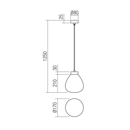 Redo 01-3196 - Kattokruunu johdossa LUKE 1xE27/42W/230V halkaisija 17 cm musta