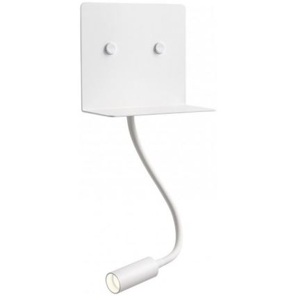 Redo 01-3210 - LED-seinävalaisin kanssa flexible pieni lamppu MOKA LED/6W + LED/3W/230V USB CRI90 valkoinen