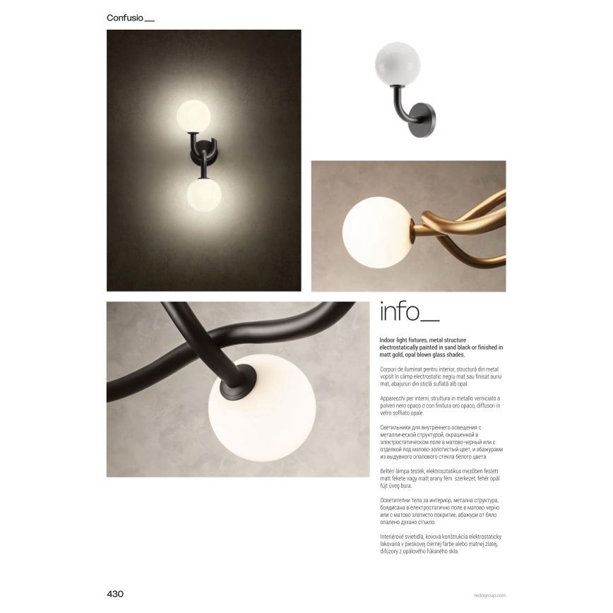 Redo 01-3257 - Riippuvalaisin varrella CONFUSIO 3xE14/28W/230V, halkaisija 76 cm, musta